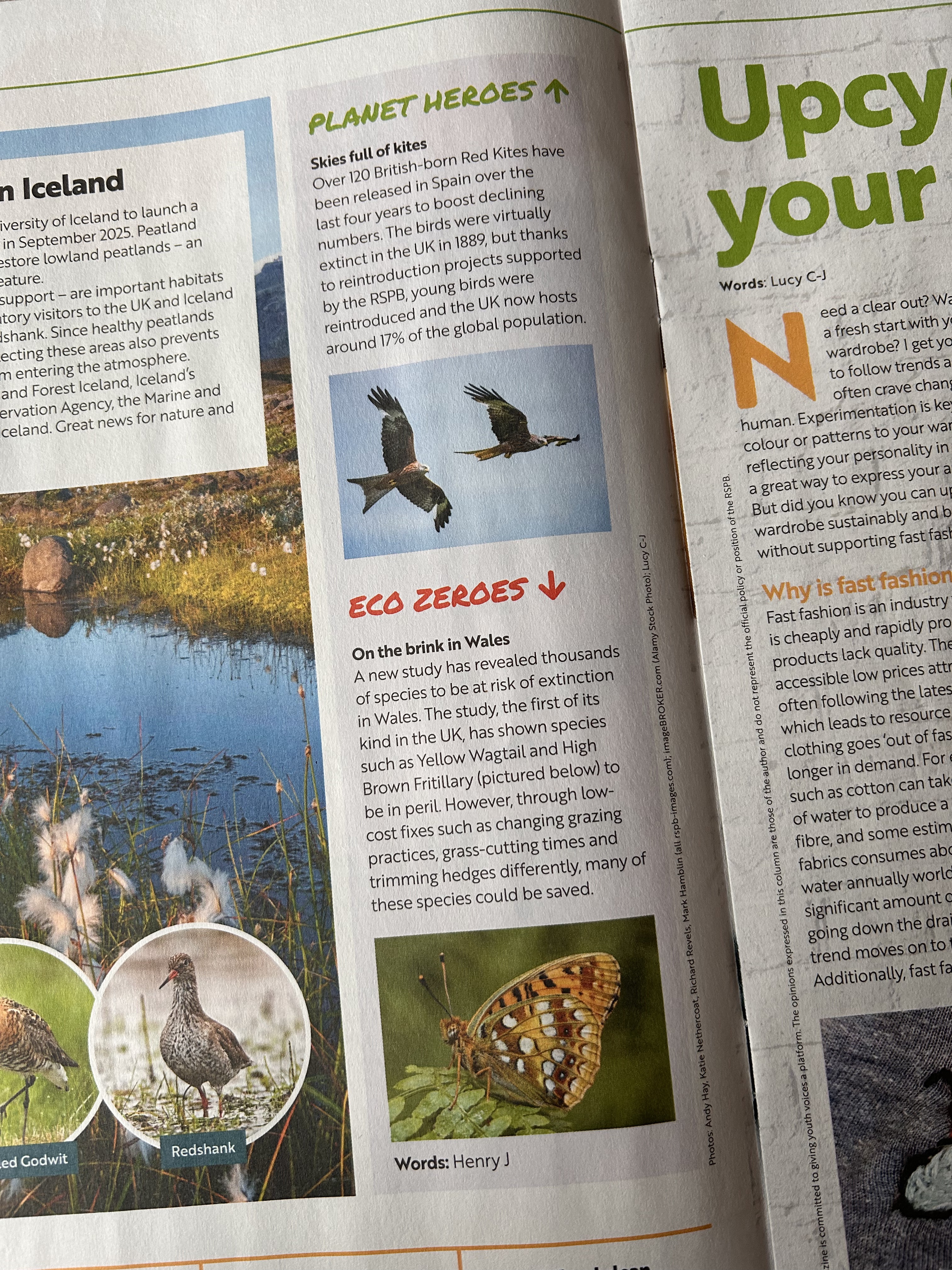 Magazine spread featuring Henry J's nature writing